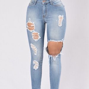 GLISTENING JEANS- MEDIUM WASH FASHION NOVA